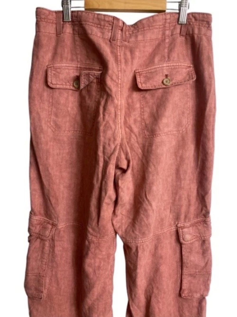 PILCRO BY ANTHROPOLOGIE Linen Blend Beach Cargo Trouser Pants Size 29 Dark Rose - Picture 8 of 12